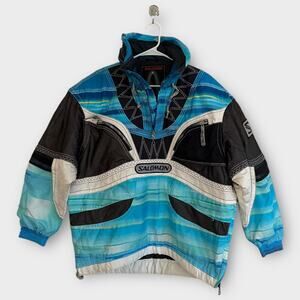 Vintage Salomon Optimal Movement Aqua Blue Ski Jacket Unisex Size M